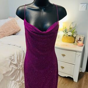 B. Smart Purple Slip Dress with Cowl Neck for Cocktail